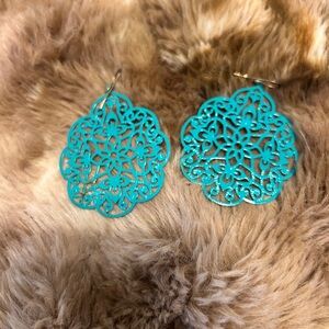 Teal Mandala Earrings